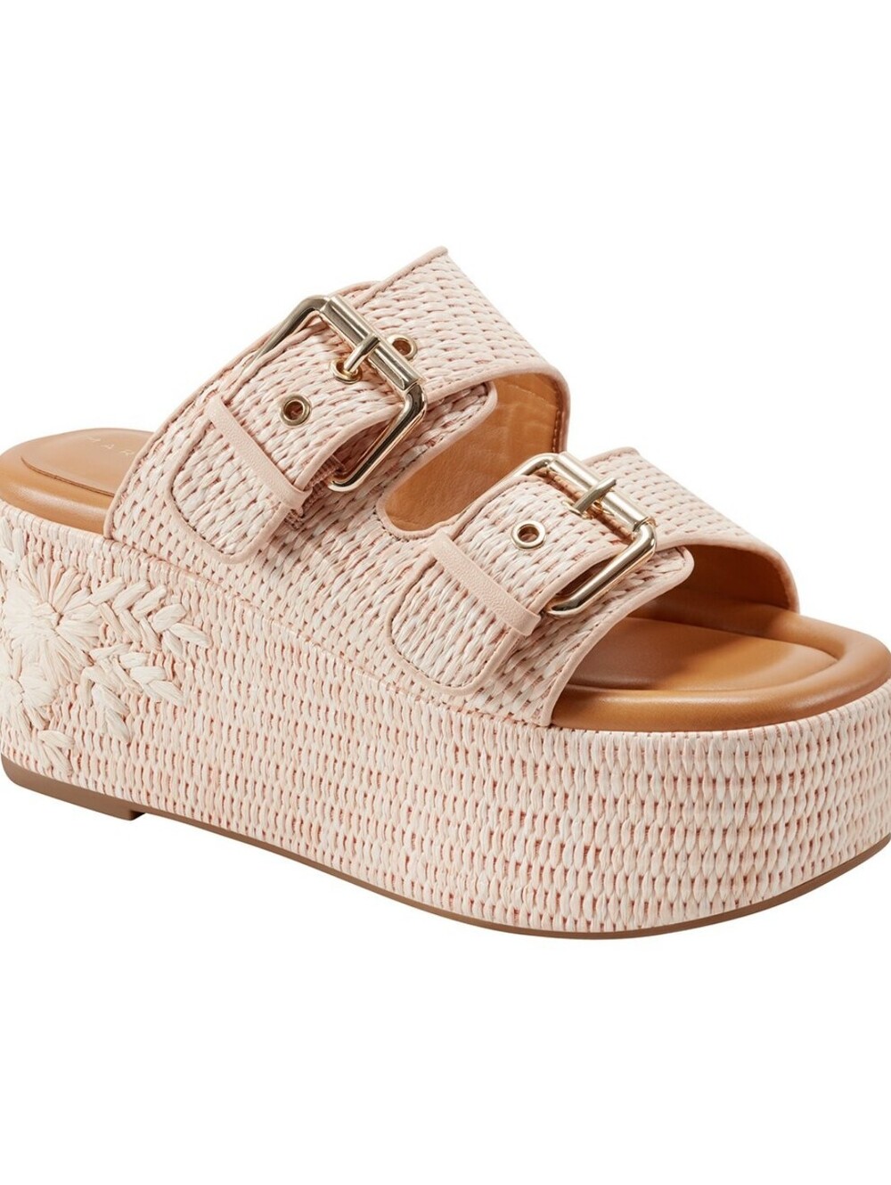 Marc Fishwr LTD Pink Platform Slide Sandals with Buckle Straps Size 8 New